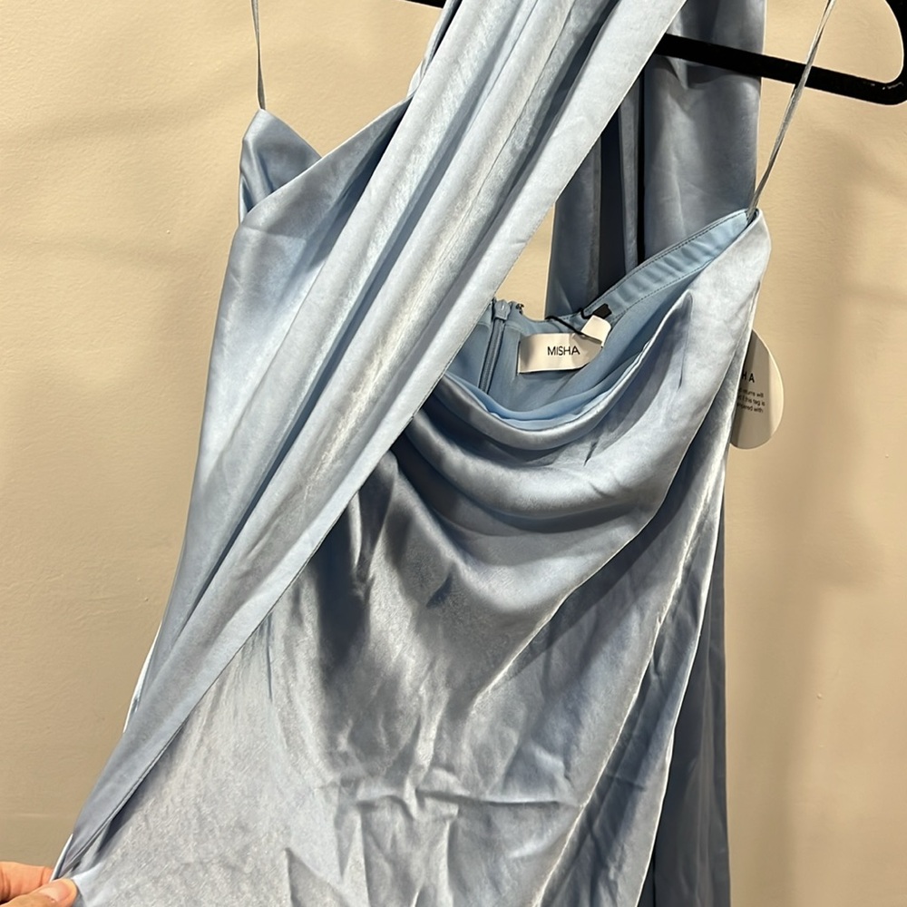 MISHA COLLECTION - LILIA SATIN MAXI DRESS - BLUE - Picture 6 of 14